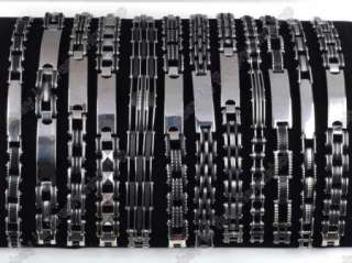 wholesale bulk lots 5 rubber stainless steel mens chain Bracelets 