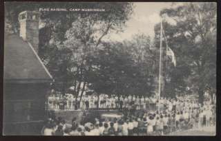 Postcard CARROLLTON OH Camp Muskingum Flag Raising 1955  