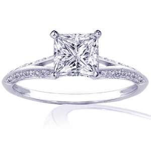 15 Ct Princess Cut Diamond Split Band Engagement Ring Knife Edge 14K 