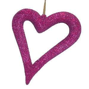   Pink Glitter Asymmetrical Heart Christmas Ornament