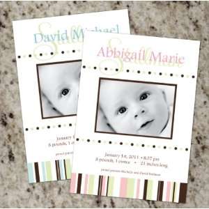  Dots and Stripes Baby Announcement   Pink or Blue   You 