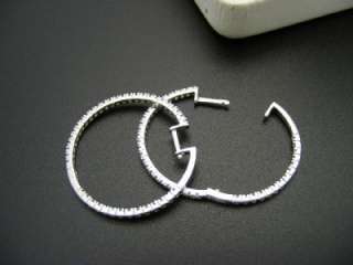   SI1/G Inside & Out Hoop Earrings 14kt White Gold 1.25 Diameter  