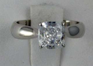 R00770 14K gold 1ct cushion CZ wide band solitaire ring  