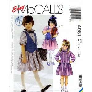  McCalls 4981 Sewing Pattern Girls Vest Dress Size 4   5 