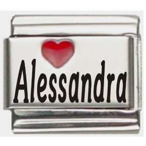  Alessandra Red Heart Laser Name Italian Charm Link 