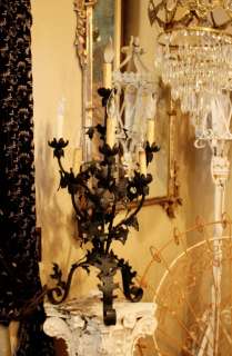 French Wrought Iron Table Chandelier Candelabra 1900s Paris France 