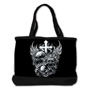 Shoulder Bag Purse (2 Sided) Black God Is My Judge Skulls Cross 