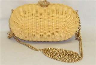 CHANEL NATURAL WICKER SAC DIVERS SHOULDER BAG WITH BRASS W/DUST BAG 