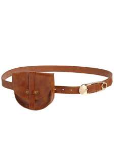 Portable Pocket Belt   Brown, Gold, Solid, Buckles, Pockets, Casual 