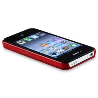 Accessory Bundle Hard Case For iPhone 4 G 4S Yellow+Purple+Clear+Red 