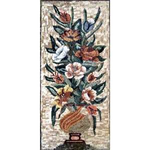  18x44 Flower Mosaic Art Tile Mural Wall Decor