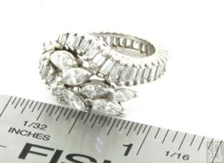 VINTAGE 1950s 14K WHITE GOLD 4.0CT DIAMOND CLUSTER COCKTAIL RING SIZE 