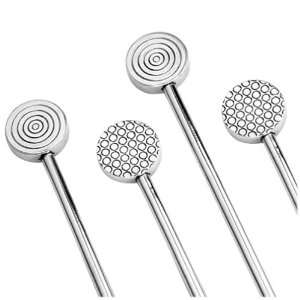   Club Brushed Stainless Steel Stirrers, Set of 4