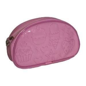 Fluff Pink Patent Crescent Makeup Bag