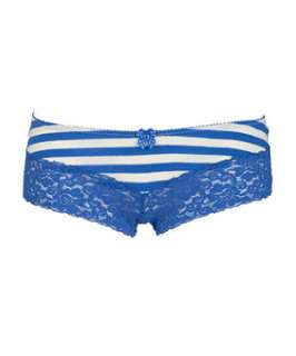 Blue (Blue) Stripe And Lace Brief  214852440  New Look