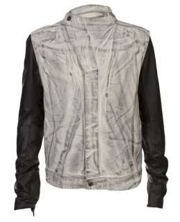   Leather Sleeve Denim Jacket   Bonnie & Clydes   farfetch
