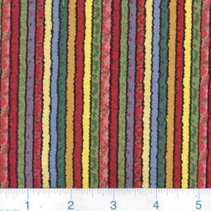  45 Wide Country Jacobean Stripes Red/Yellow Fabric By 