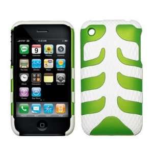Green Rubberized Shell Case with White Grip Cover for Apple iPhone 3G 