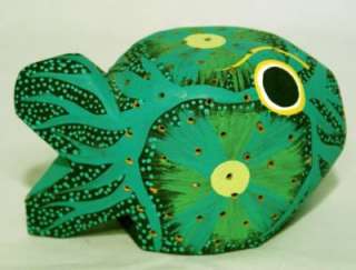   Oaxacan Mexican Folk Art Puffer Fish Animal Signed Hand Painted  