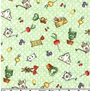   Love Checkered Garden Green Fabric By The Yard Arts, Crafts & Sewing