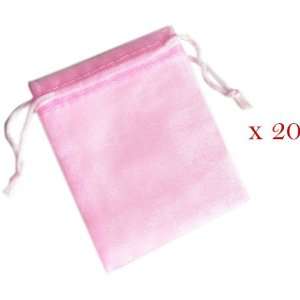  18 x Pink Organza Drawstring Jewellery Pouches Gift Bags 