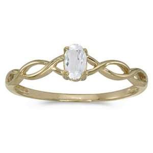    14k Yellow Gold April Birthstone Oval White Topaz Ring Jewelry