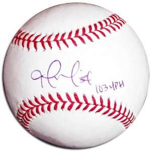  Joel Zumaya Autographed Baseball with 103 MPH Inscription 