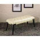 Armen Living Cologne Tufted Newport Bench   Cream Leather