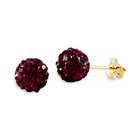 VistaBella New 14k Yellow Gold Round Red CZ Ball Studs Earrings
