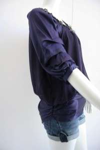 NWT Vanessa Bruno Purple Silk Doll Silk Blouse Top 1/S  