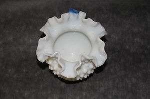 Fenton Diminutive Ruffled trim Hobnail Milk Glass Bowl  