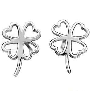   Plated 925 Silver Four leaf Clover Stud Earrings SE3054 Jewelry
