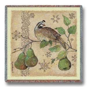 Partridge in Pear Tree Tapestry Throw Blanket 54 x 54  