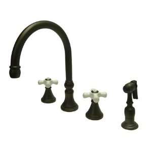   Deck Mount Kitchen Faucet with Brass Sprayer, Oil Rubbed Bronze Home
