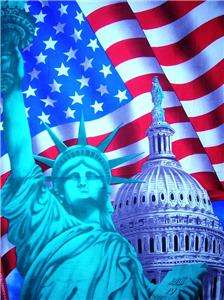 New Statue Liberty America Flag Patriotic Fabric Panel  