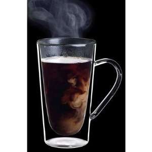   Hot Drink Glass Double Wall Mug Set of 2   14 oz