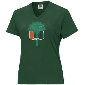   Miami Hurricanes Green Ladies Double Logo T shirt