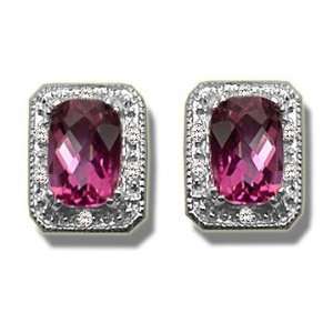  .06 ct 7X5 An Mystic Pink Topaz Earring White Gold 
