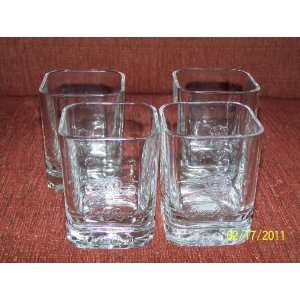 Crown Royal SQUARE Unique Bar Glasses SET OF 4 (Year 2000 Imprinted on 