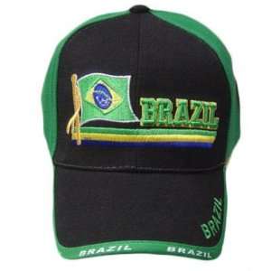   BRAZIL GREEN BLACK NEW BASEBALL CAP HAT EMBROIDERED ADJ Sports