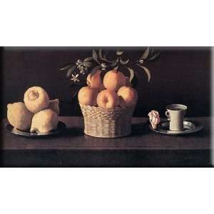Still life with Oranges, Lemons and Rose 30x17 Streched Canvas Art by 