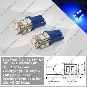   LED Bulbs (12x0.1W)   168/194/921/T10 Type, Blue (Pair) Automotive