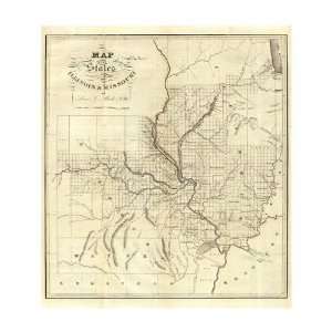 Lewis C. Beck   Map Of The States Of Illinois & Missouri, 1823 Giclee 