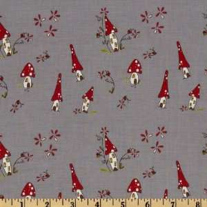  44 Wide Woodland Toadstool Houses Grey Fabric By The 