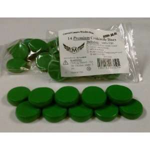   Premium Set of 14 Crokinole Discs  Green  Concave/Convex Toys & Games