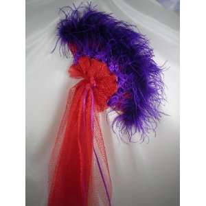   Elsie Massey #723 NEW Red Victorian Fan w/ Purple 