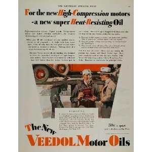  1928 Ad VEEDOL Motor Oil Tide Water Gas Station Lift 