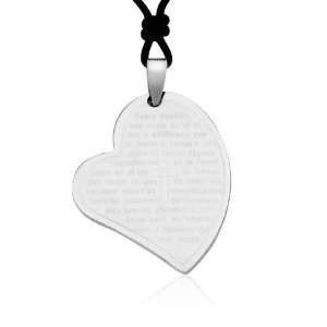 Ziovani The Lords Prayer Cross Heart Chastity Stainless Steel Pendant 