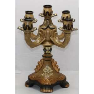  Ceramic & Poly Resin Hand Painted Candleabra 6915