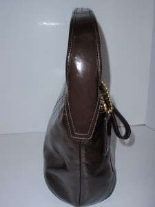   Mahogany Brown Patent Leather Hobo Handbag 12886 $348 EUC Purse  